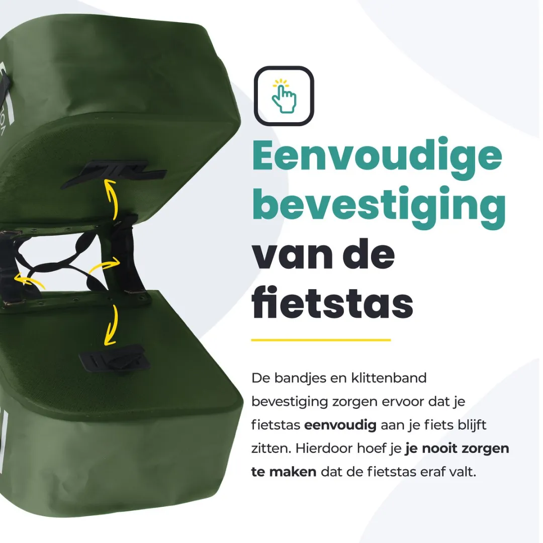 Voltano Dubbele Fietstas Rolltop Urban 48L - Groen