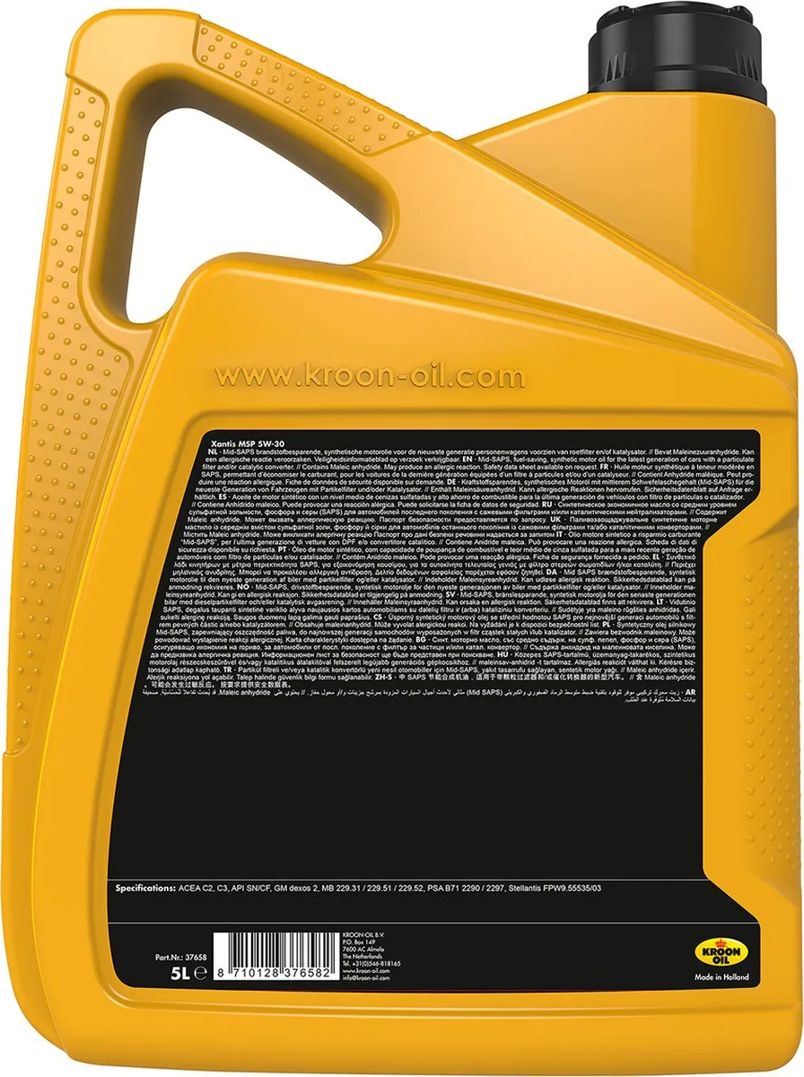 Kroon-Oil Xantis MSP 5W-30 Synthetische Motorolie 5L - afbeelding 6 van 6