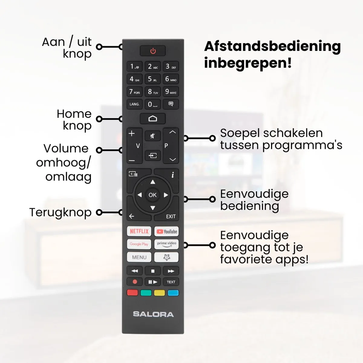 Salora SMART43TV Smart TV 43 Inch - Full HD - Zwart - afbeelding 6 van 6