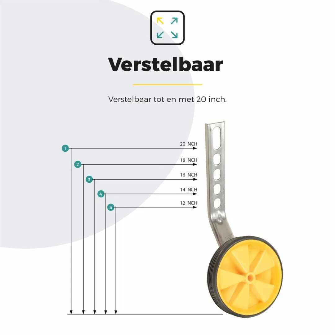 Voltano Zijwieltjes Geel 12-20 Inch - afbeelding 6 van 6