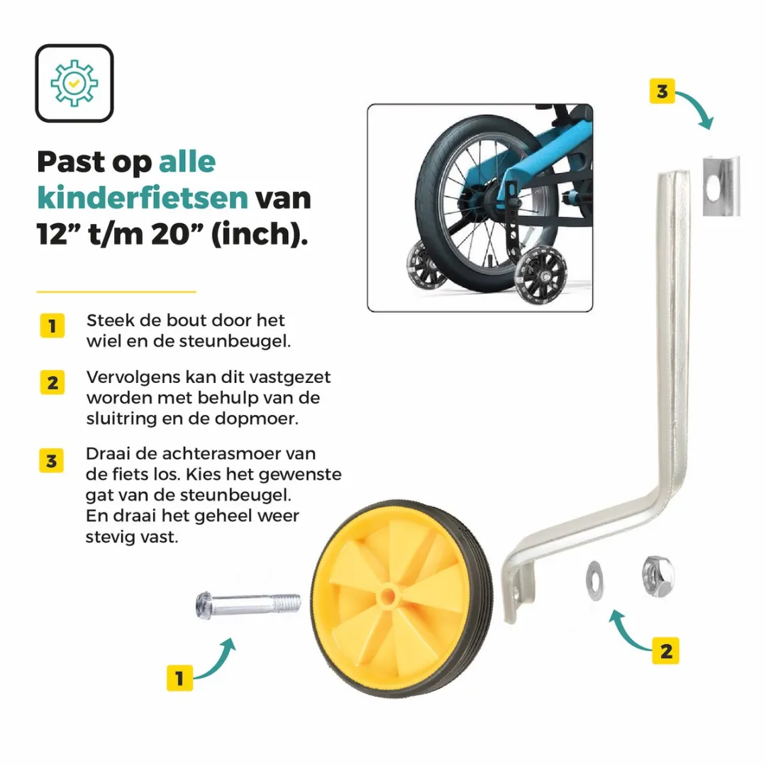 Voltano Zijwieltjes Geel 12-20 Inch