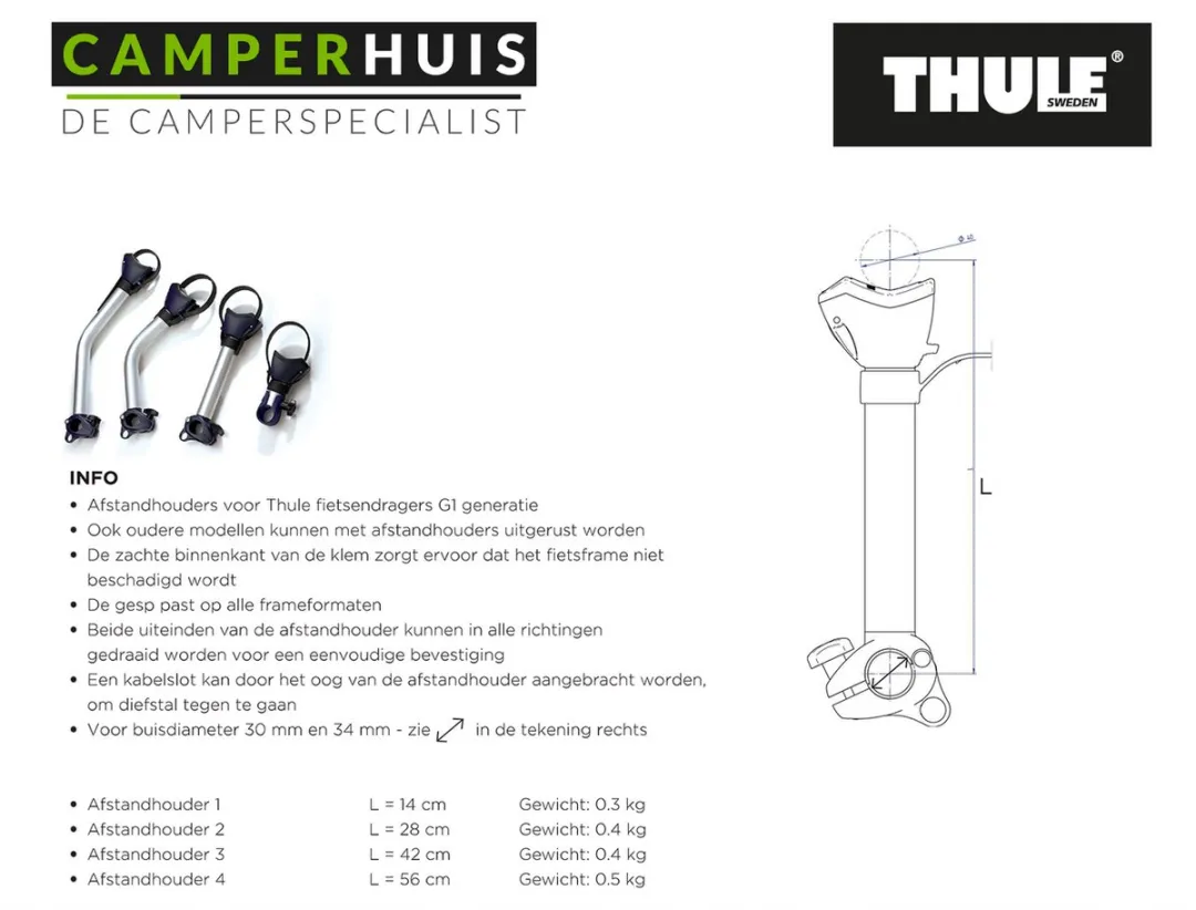 Thule Bike Holder 2/3 33cm - Blauw