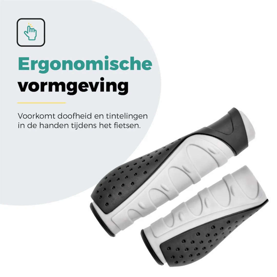 Voltano Ergonomische Fiets Handvatten 132/92mm - Zwart/Grijs