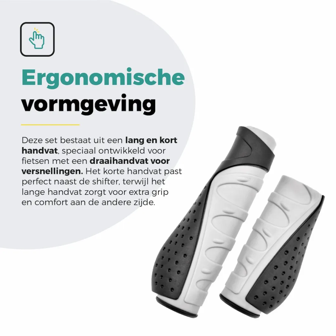 Voltano Ergonomische Fiets Handvatten 132/92mm - Zwart/Grijs