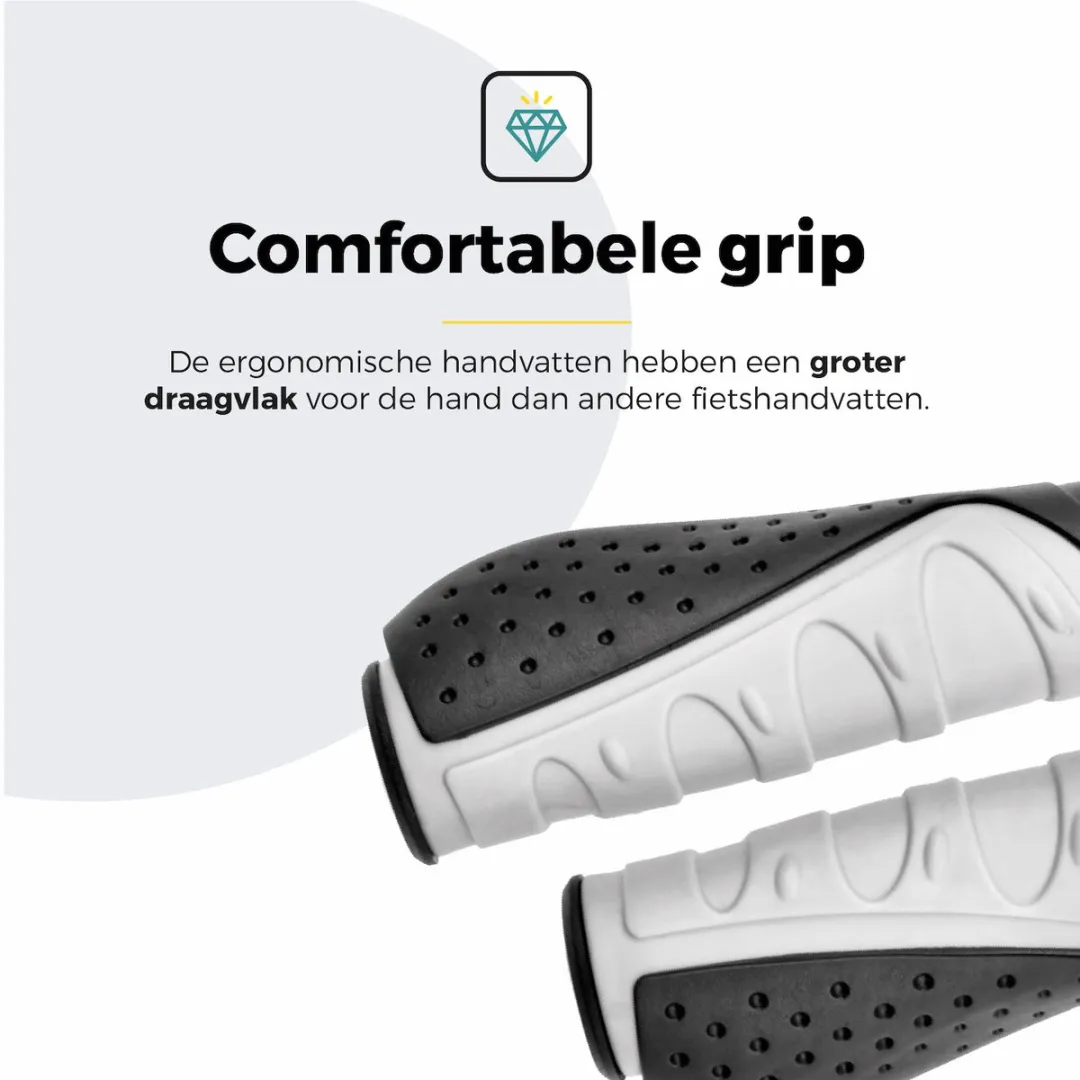 Voltano Ergonomische Fiets Handvatten 132/92mm - Zwart/Grijs