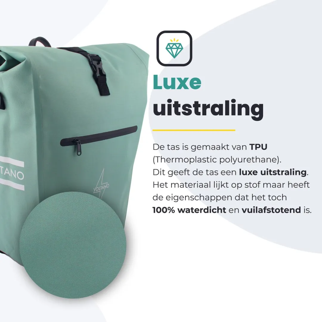 Voltano Luxe E-bike Fietstas 28L Mint Groen - Laptopvak