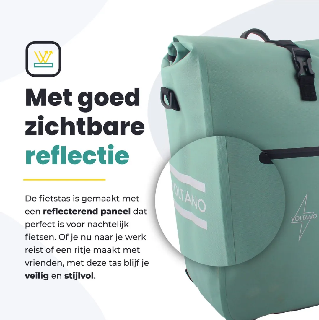 Voltano Luxe E-bike Fietstas 28L Mint Groen - Laptopvak - afbeelding 6 van 6