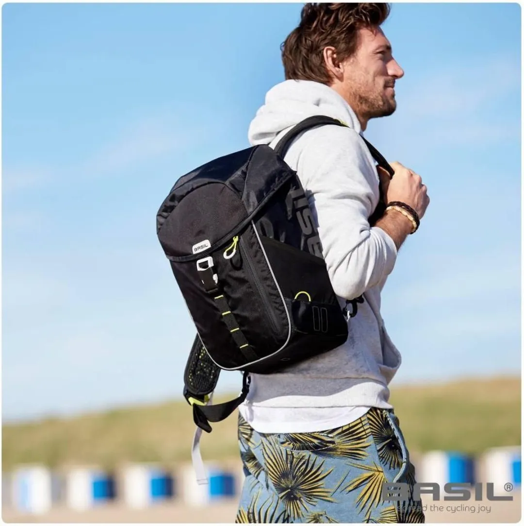 Basil Miles Daypack Fietsschoudertas 17L - Zwart/Lime