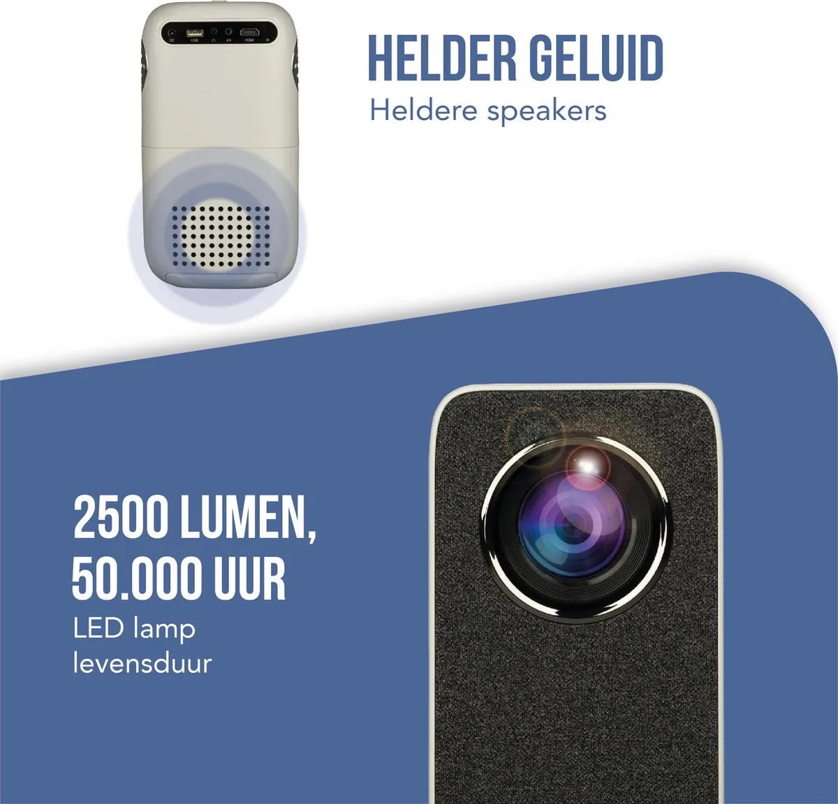 Salora 45BHM2550 Mini Beamer - 720p LED - 200 ANSI Lumen - Wit