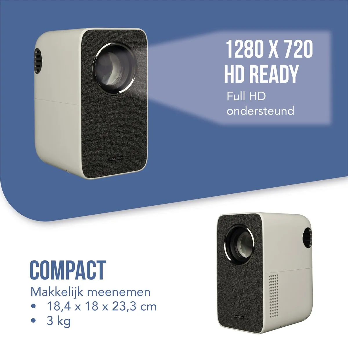 Salora 45BHM2550 Mini Beamer - 720p LED - 200 ANSI Lumen - Wit