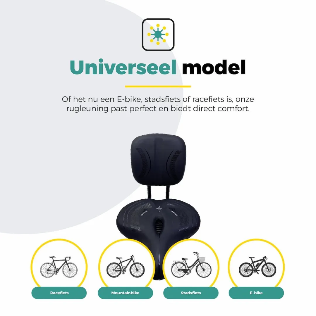 Voltano Fietszadel Relax Plus Met Rugsteun - Zwart