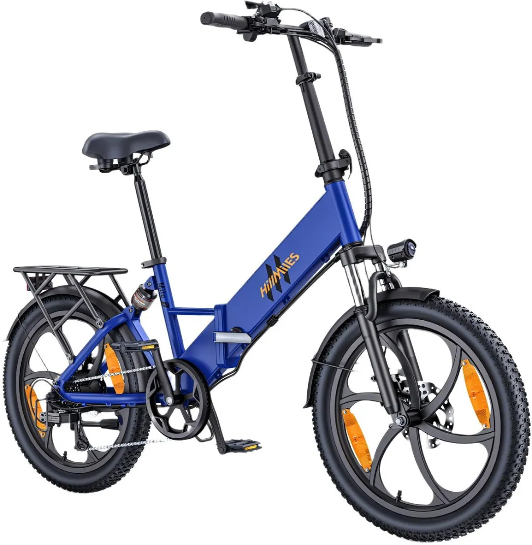 Hillmiles Mile2 Elektrische Fiets - 20*3.0" Banden - 250W Motor 250W - 36V13Ah Batterij - Shimano 7 versnellingen -55-60km Bereik - Blauw