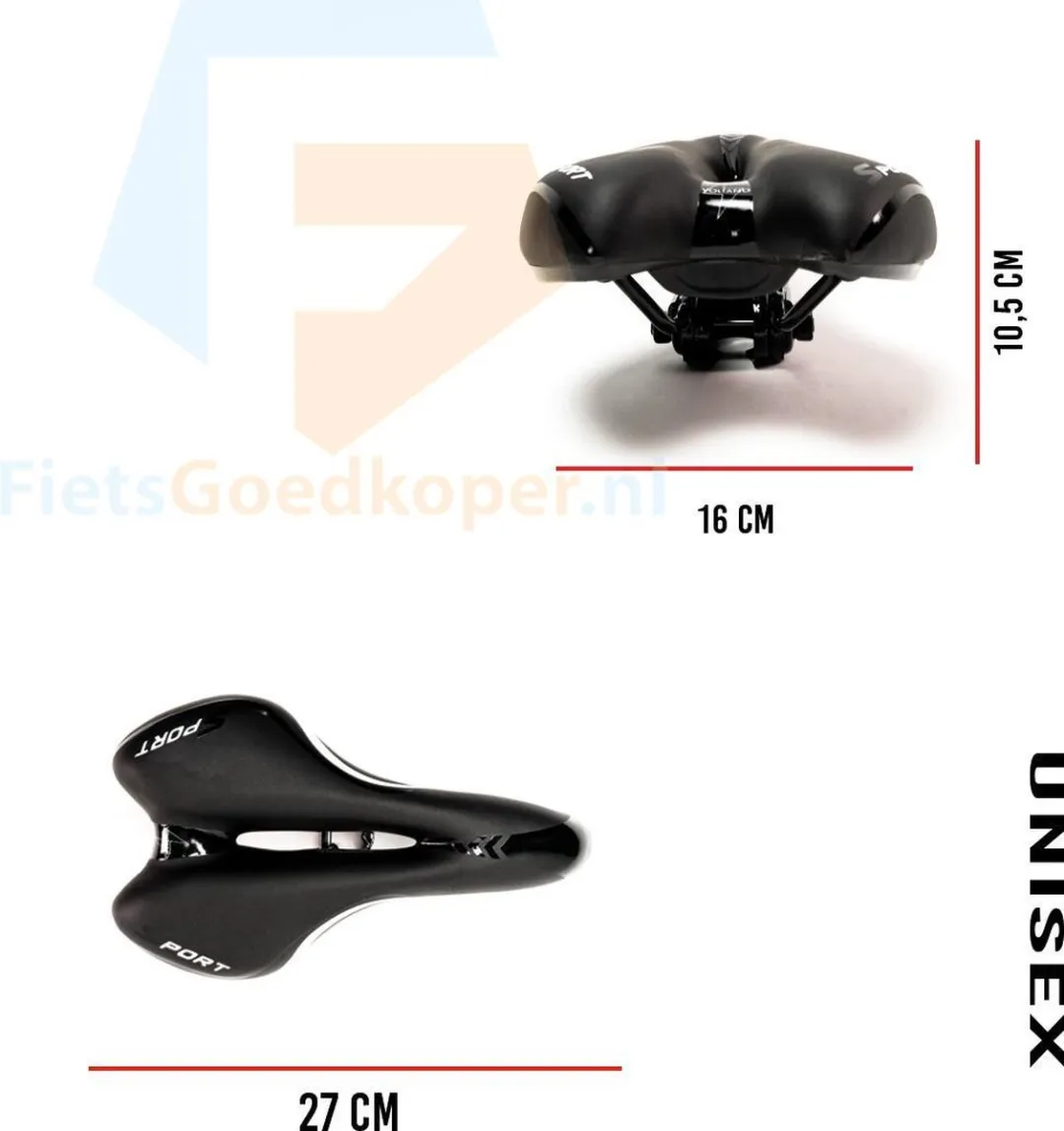 Voltano Sport Fietszadel Gel Trekking - Unisex Zwart
