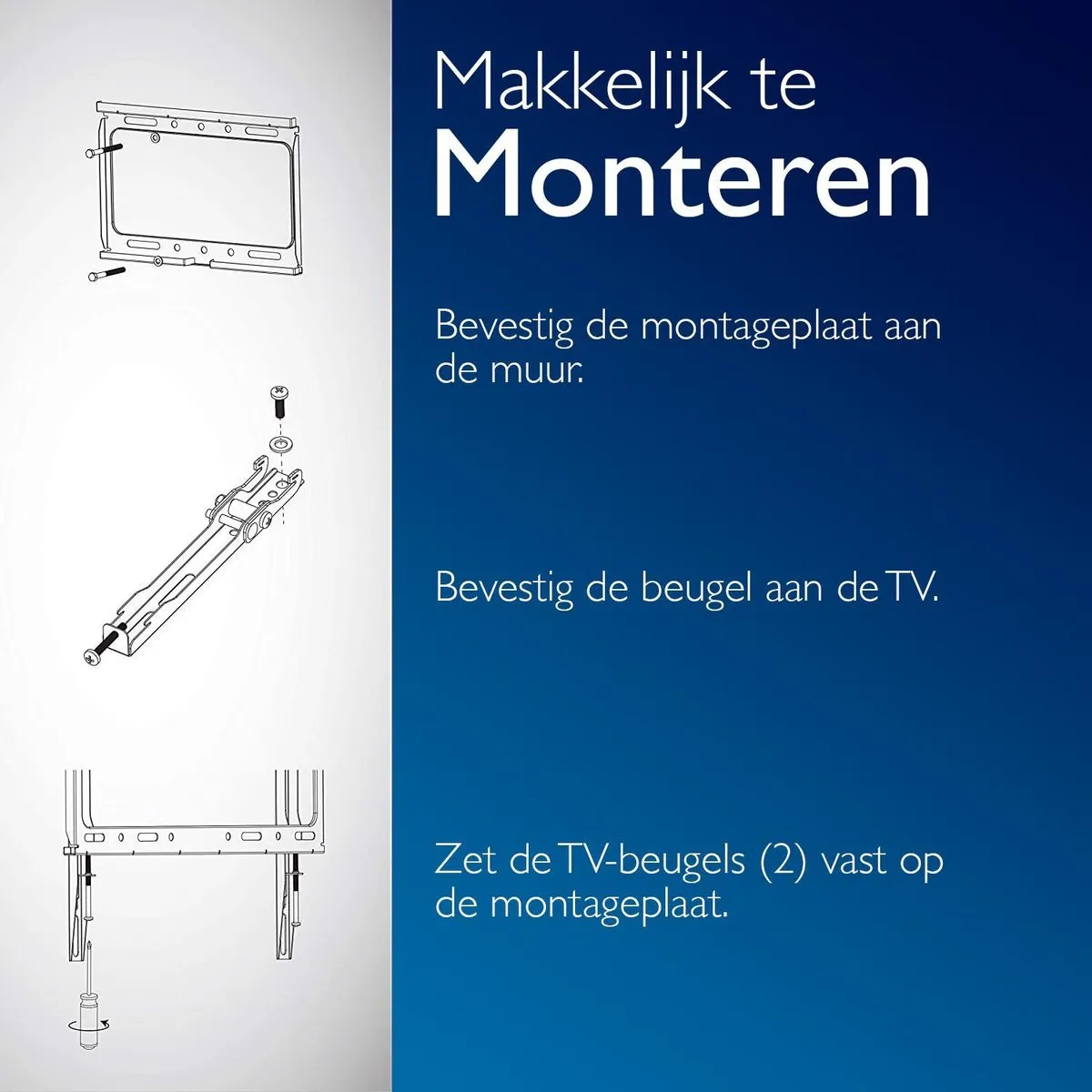 Philips SQM3221/00 TV Muurbeugel - Zwart - tot 42" 25kg