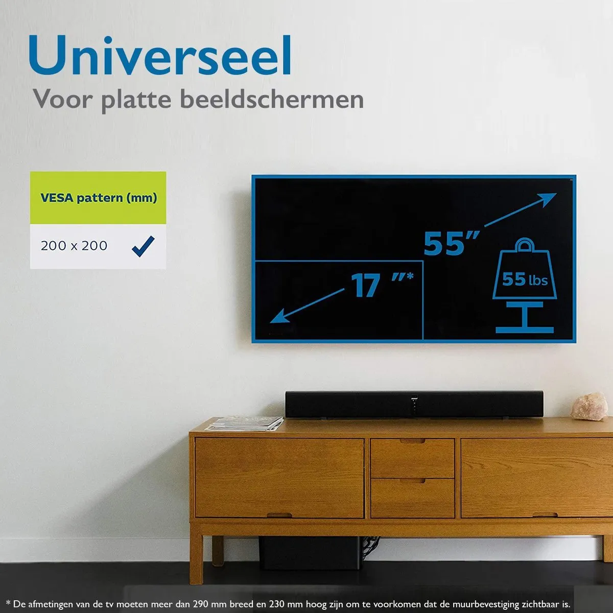 Philips SQM3221/00 TV Muurbeugel - Zwart - tot 42" 25kg