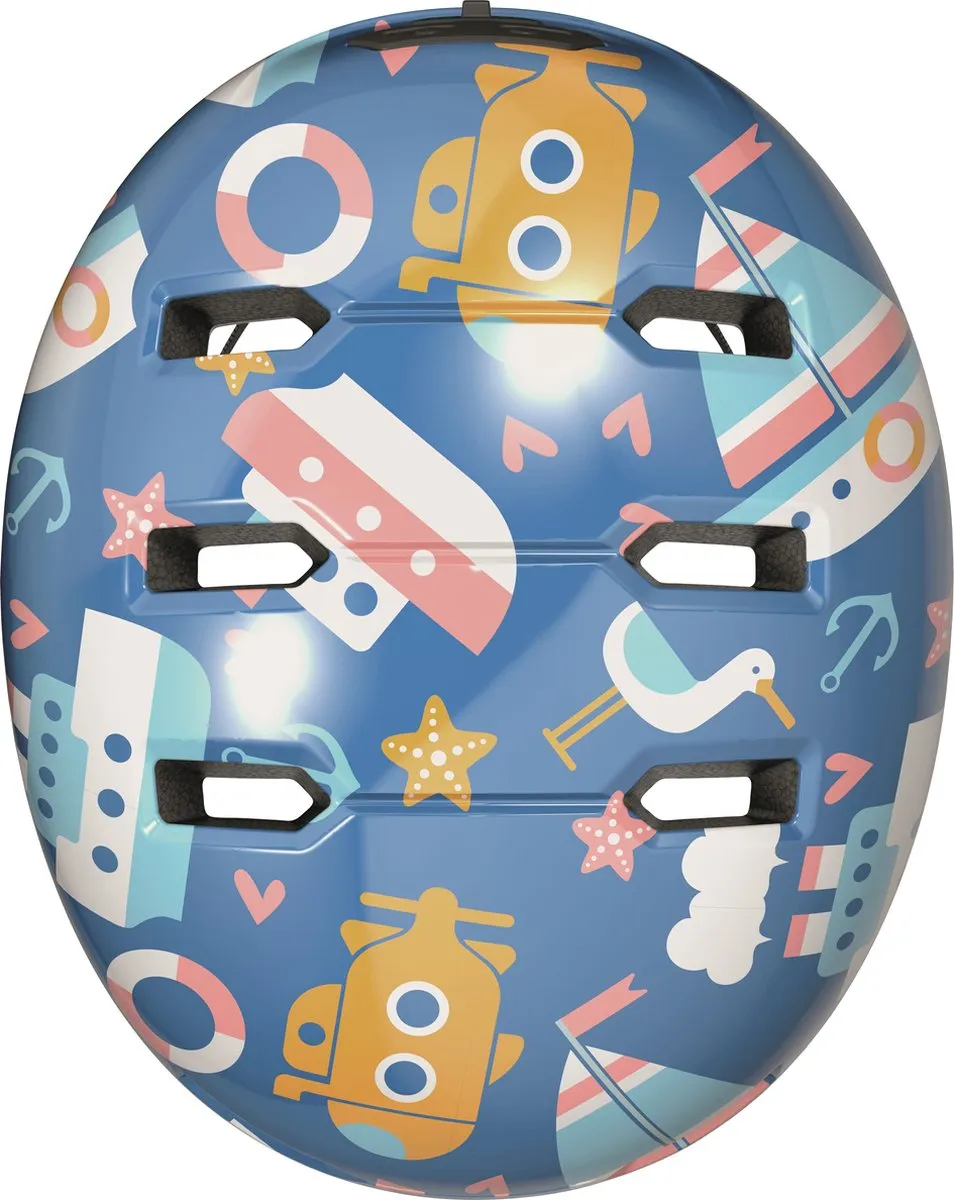 ABUS Skurb Kid Kinderhelm - Maat M - Blauw met zeemotieven