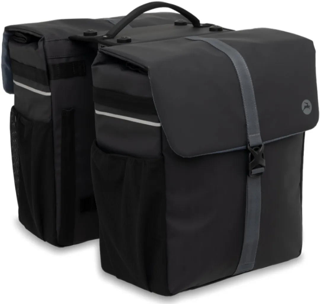 Gazelle Dubbele Fietstas - Met Mik Adapter - Zwart / Grijs - 39 Liter