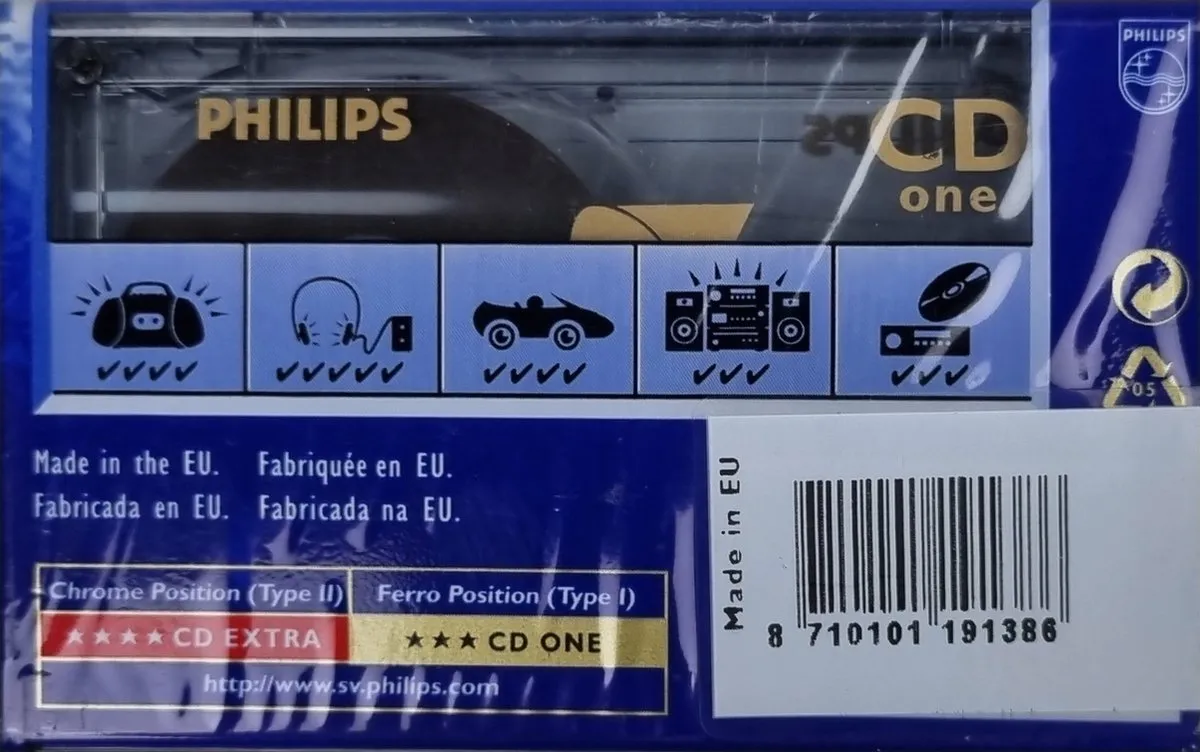 Philips CD One Cassettebandjes 90min - Blauw - 5 Stuks - afbeelding 2 van 2