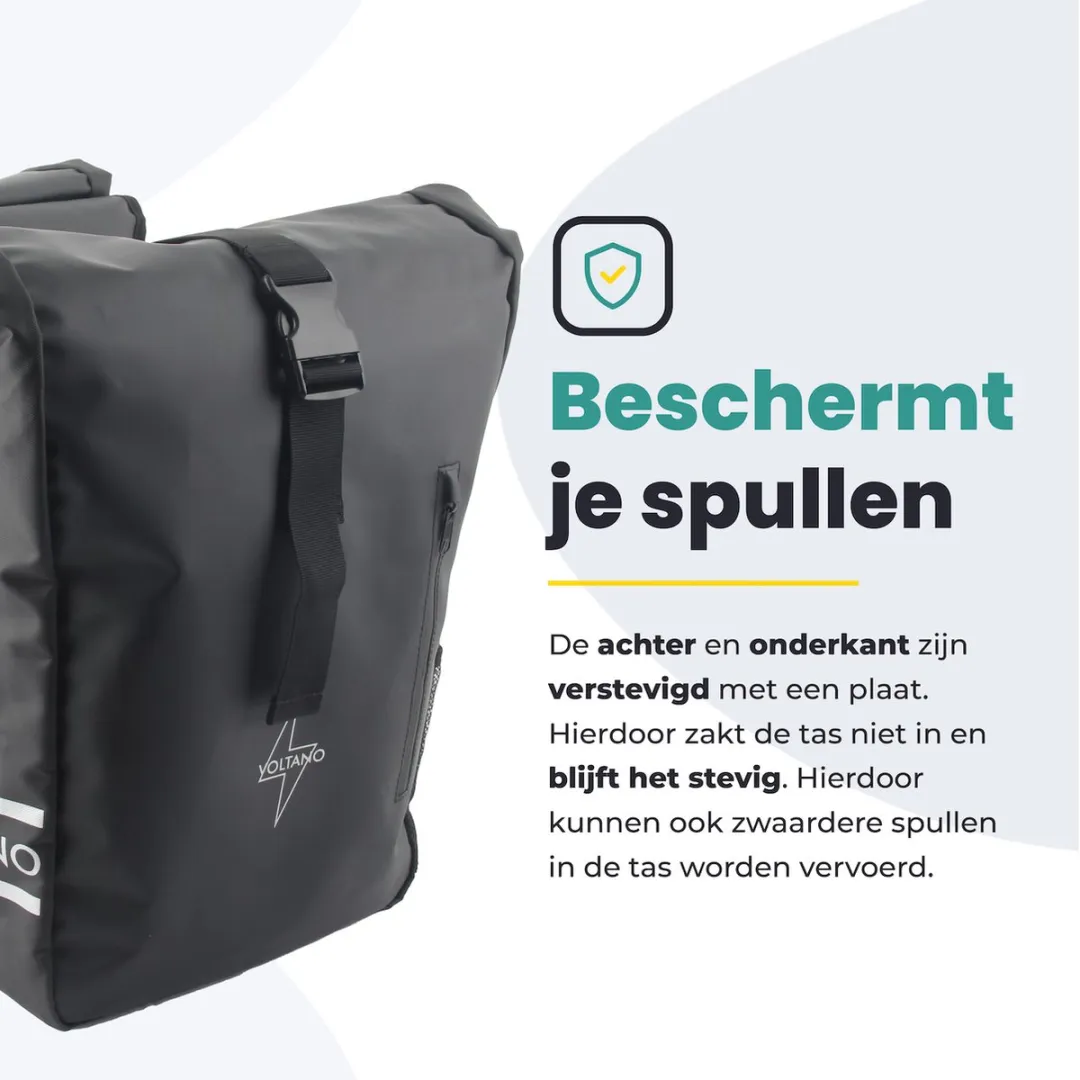 Voltano Dubbele Fietstas Rolltop 48L - Zwart