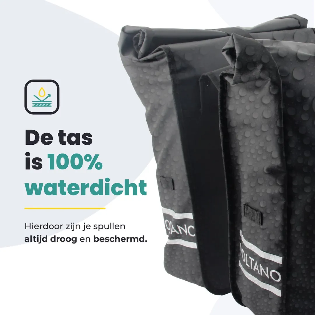 Voltano Dubbele Fietstas Rolltop 48L - Zwart