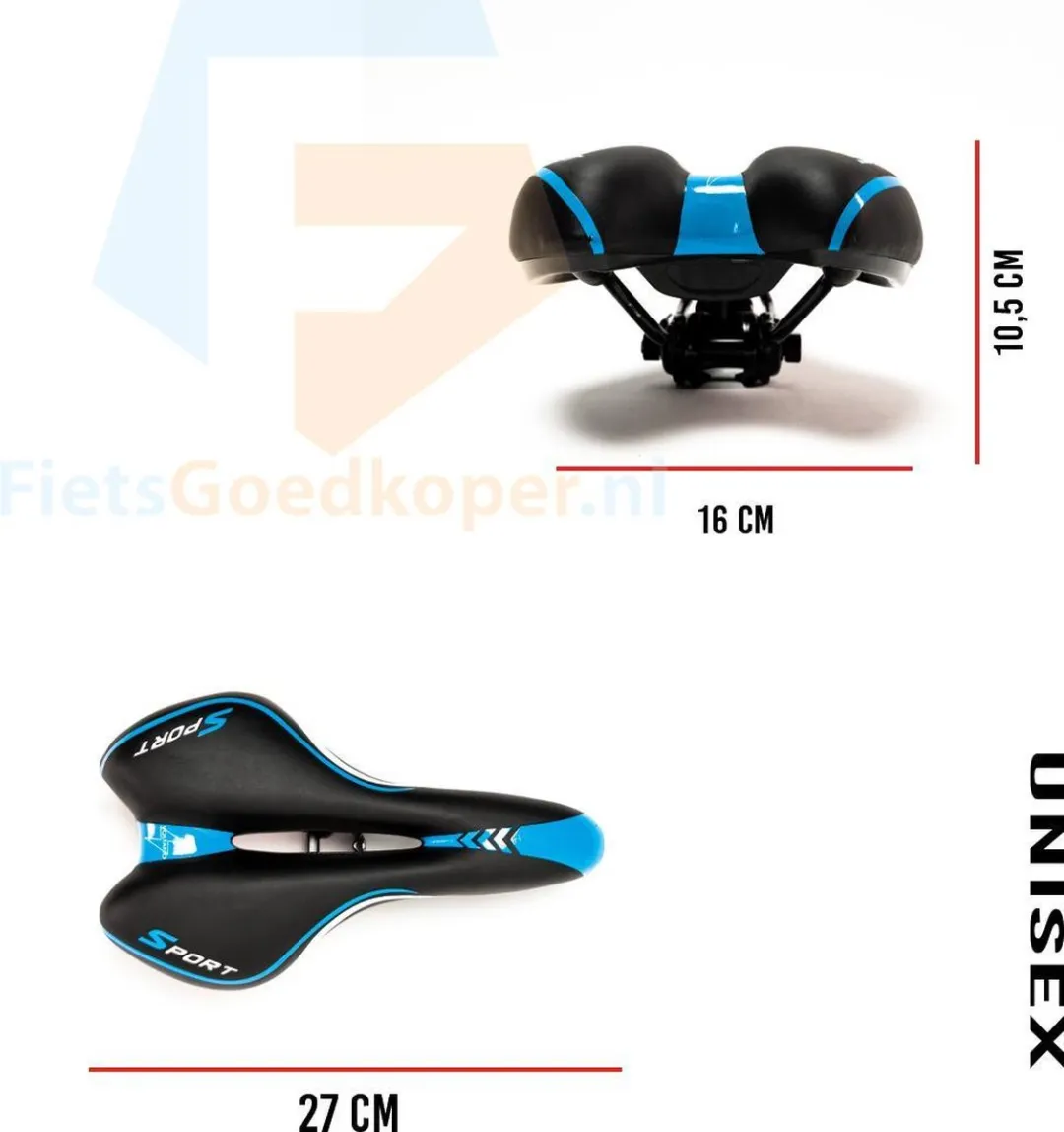 Voltano Sport Fietszadel Gel Trekking - Zwart/Blauw - Unisex