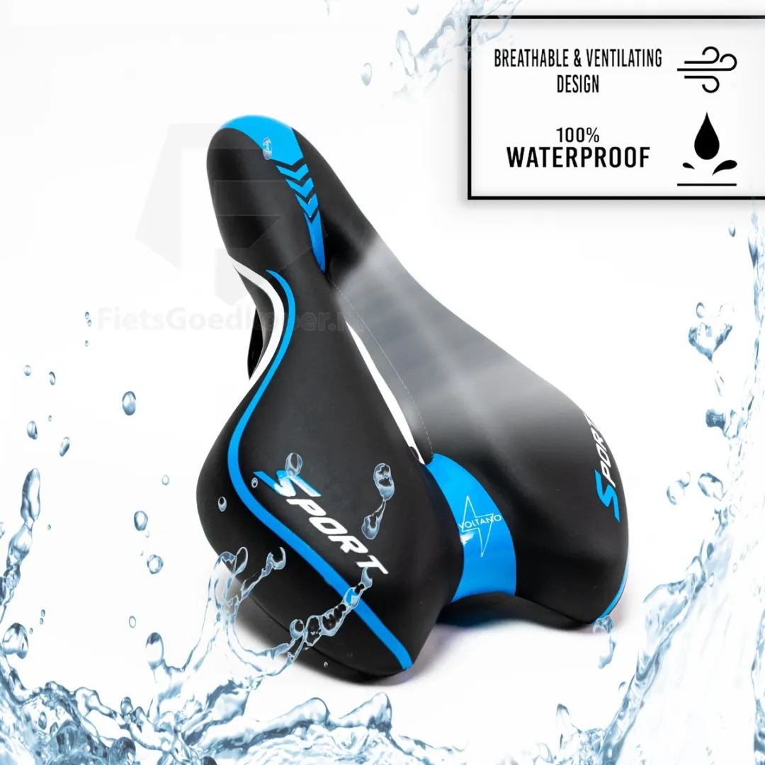 Voltano Sport Fietszadel Gel Trekking - Zwart/Blauw - Unisex