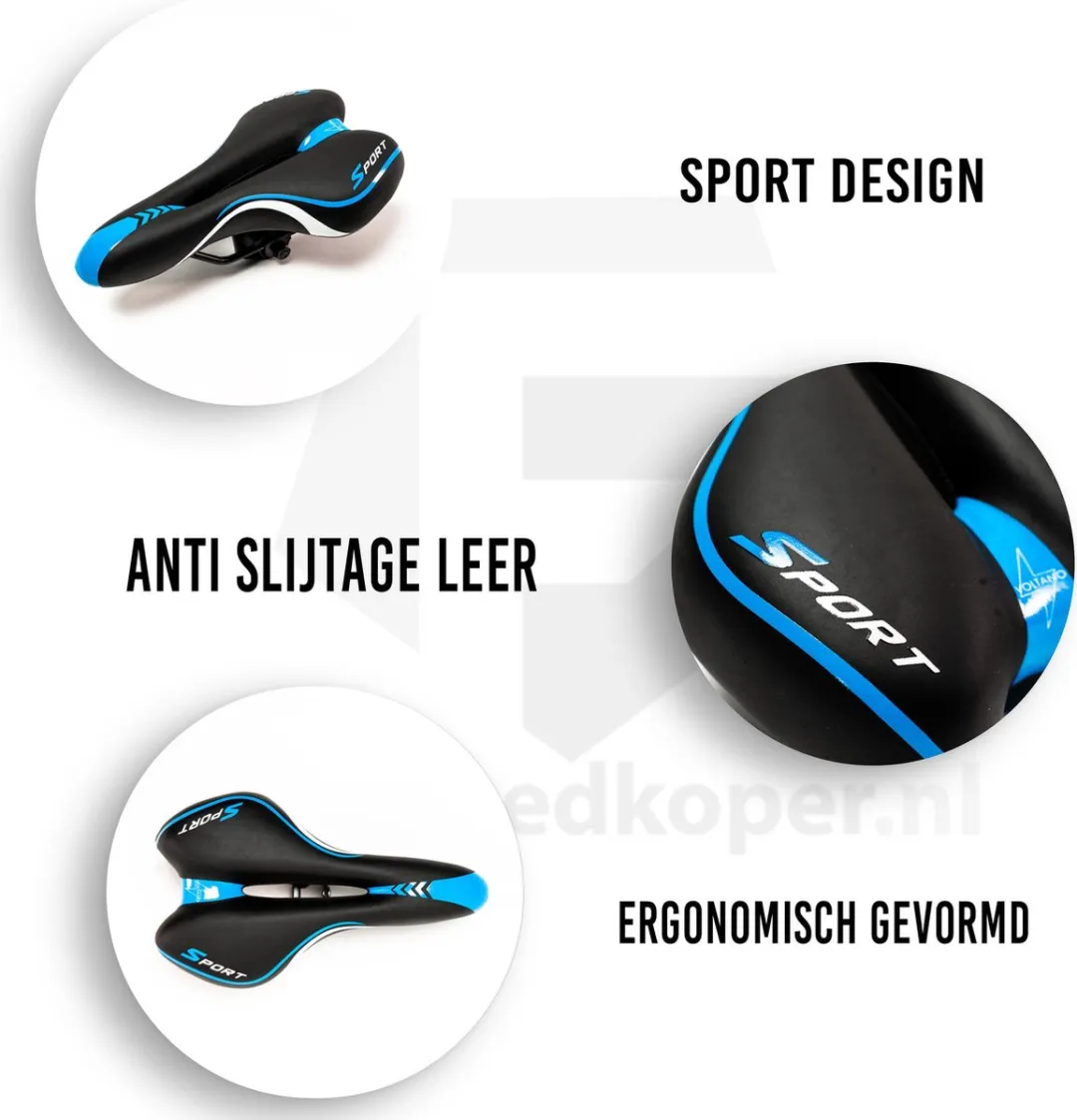 Voltano Sport Fietszadel Gel Trekking - Zwart/Blauw - Unisex - afbeelding 6 van 6