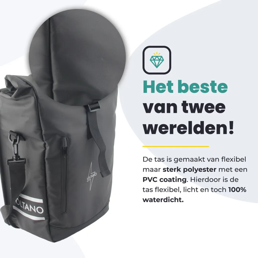 Voltano Journey Luxe Fietstas 28L - Zwart - Laptop 15" - Waterdicht