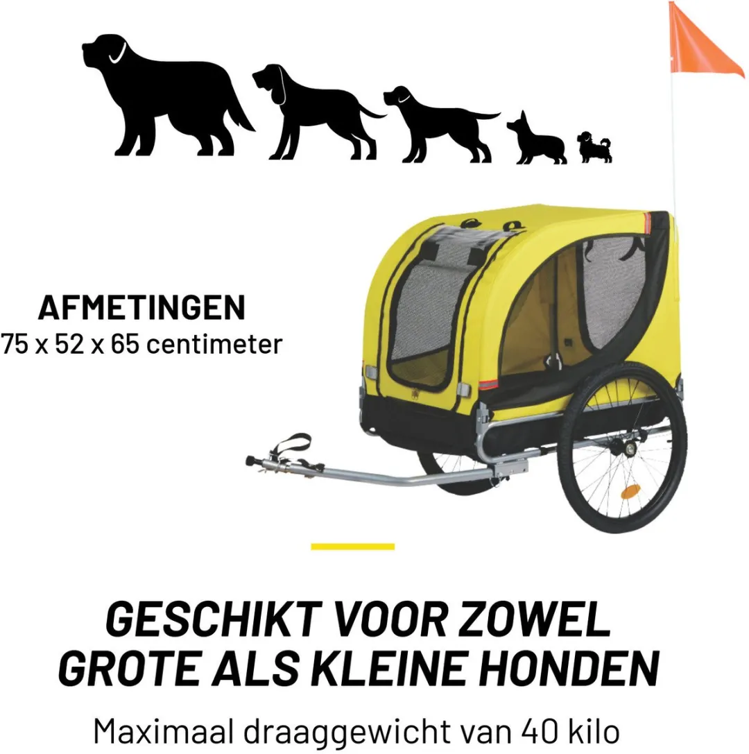 Dunlop Hondenfietskar Geel - 40 kg - Reflectoren & Regenhoes