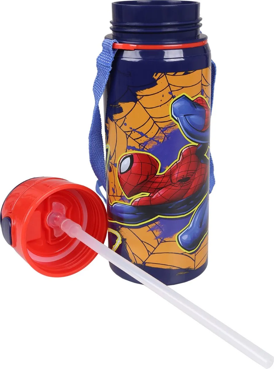 Spider-Man Aluminium Drinkfles 600ml - Donkerblauw