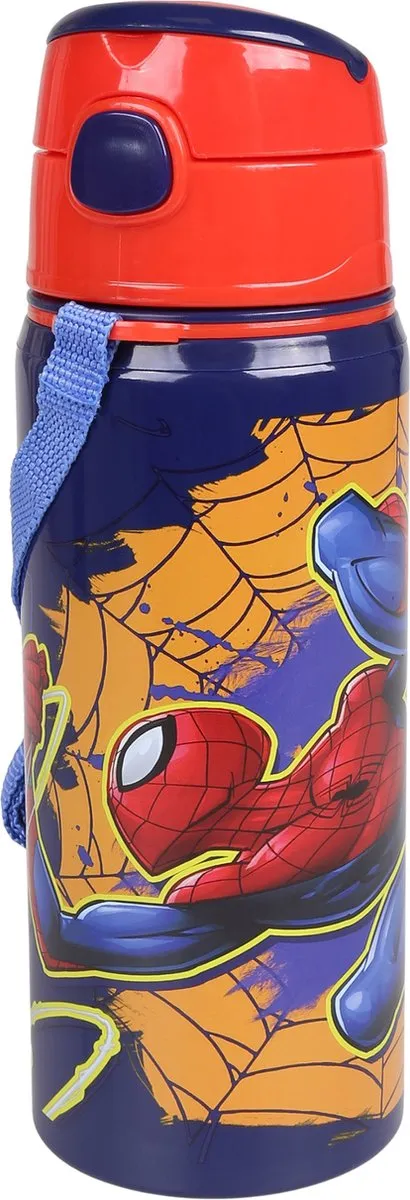 Spider-Man Aluminium Drinkfles 600ml - Donkerblauw