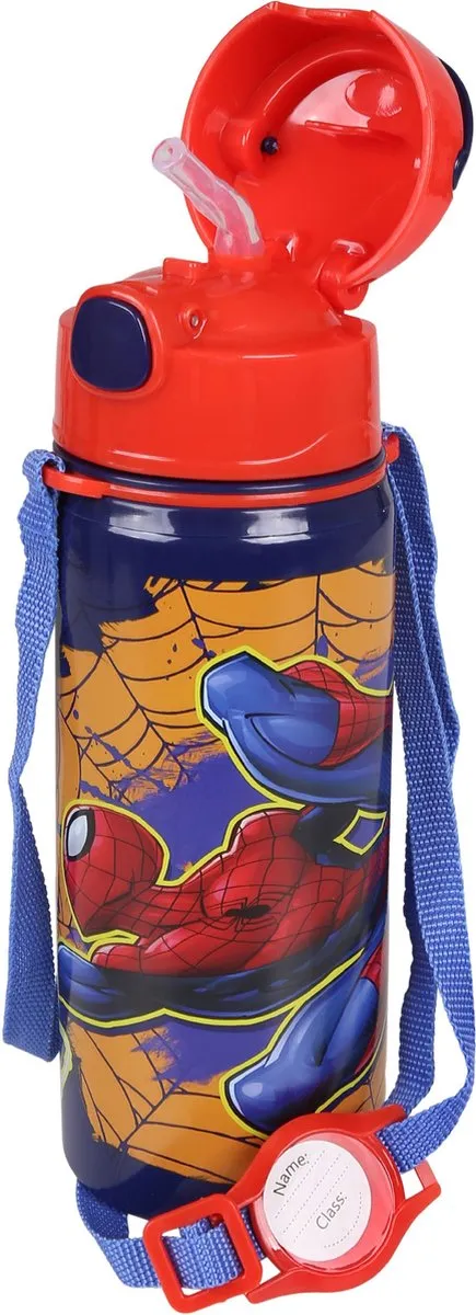 Spider-Man Aluminium Drinkfles 600ml - Donkerblauw