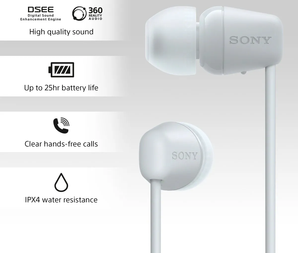 Sony WI-C100 Draadloze Oordopjes - Wit - afbeelding 6 van 6