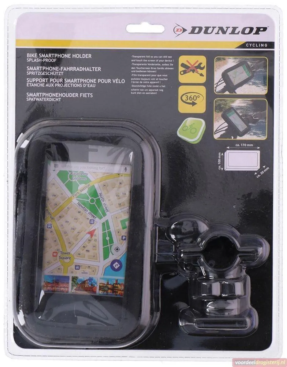 Dunlop Telefoonhouder Fiets E8711252053134 - Universeel - Zwart/Transparant - afbeelding 6 van 6
