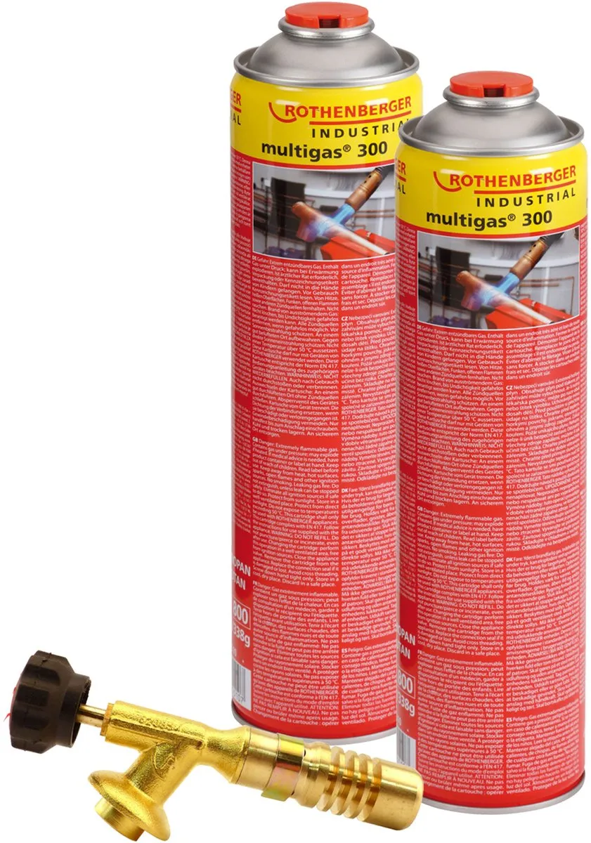 Rothenberger Gasbrander XI-CMR18078 - 2x300ml Multigas - Rood/Grijs