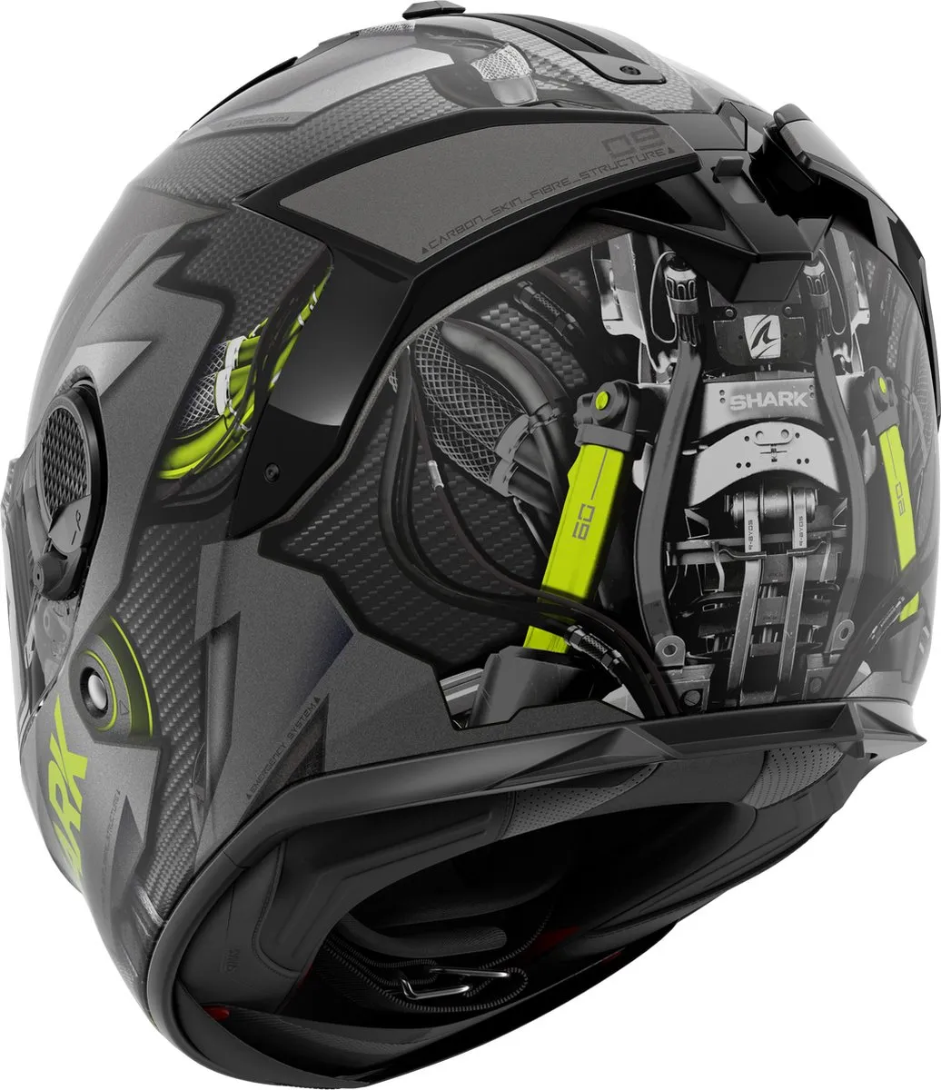 Shark Spartan GT Carbon Urikan Motorhelm - XXL - Antraciet Geel - afbeelding 6 van 6