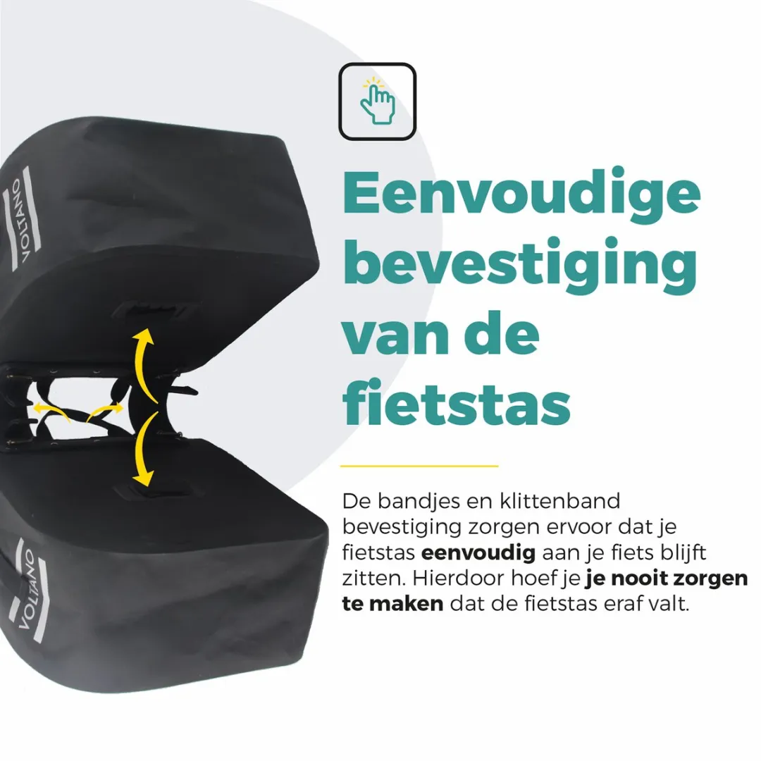 Voltano Dubbele Fietstas Rolltop Luxe 48L - Zwart/Olijfgroen - afbeelding 6 van 6
