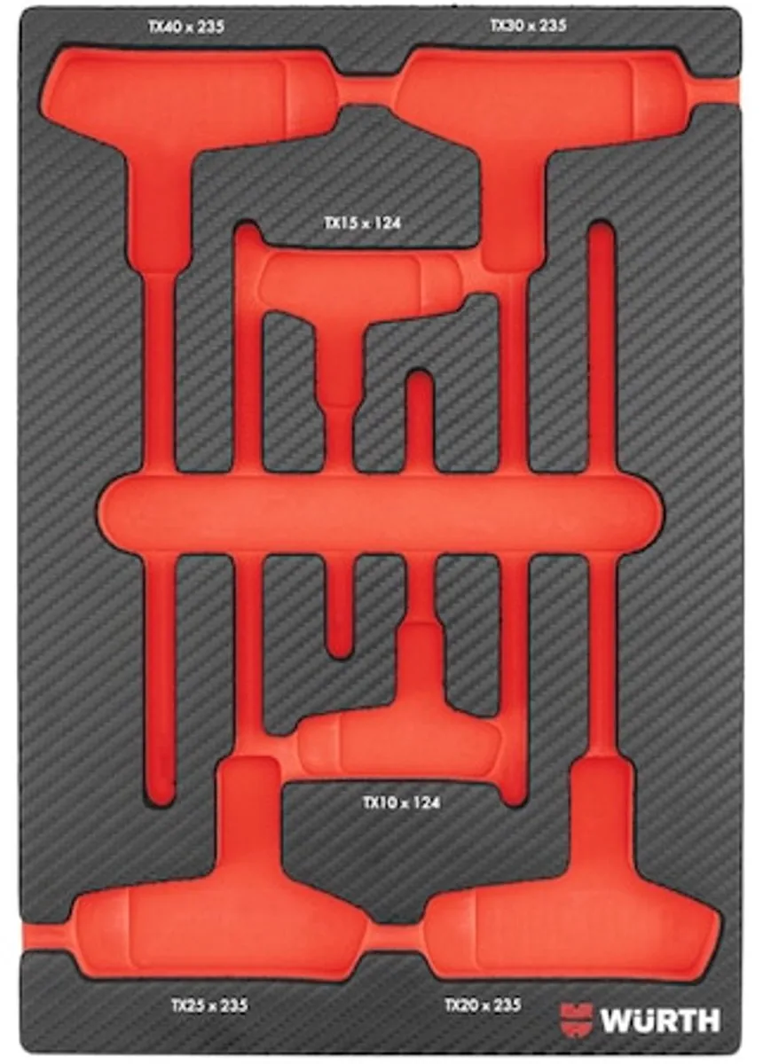 Würth Systeeminlay Schroevendraaier T-greep Set 4.4.1 - Rood/Zwart