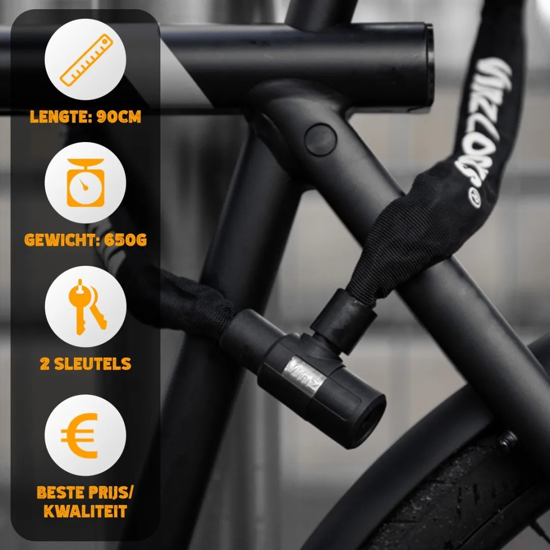 VINZ Ventoux Kettingslot 90cm - 650g - Zwart - afbeelding 6 van 6