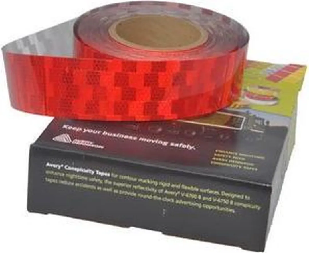 50 meter reflecterende tape voor harde ondergrond - rood