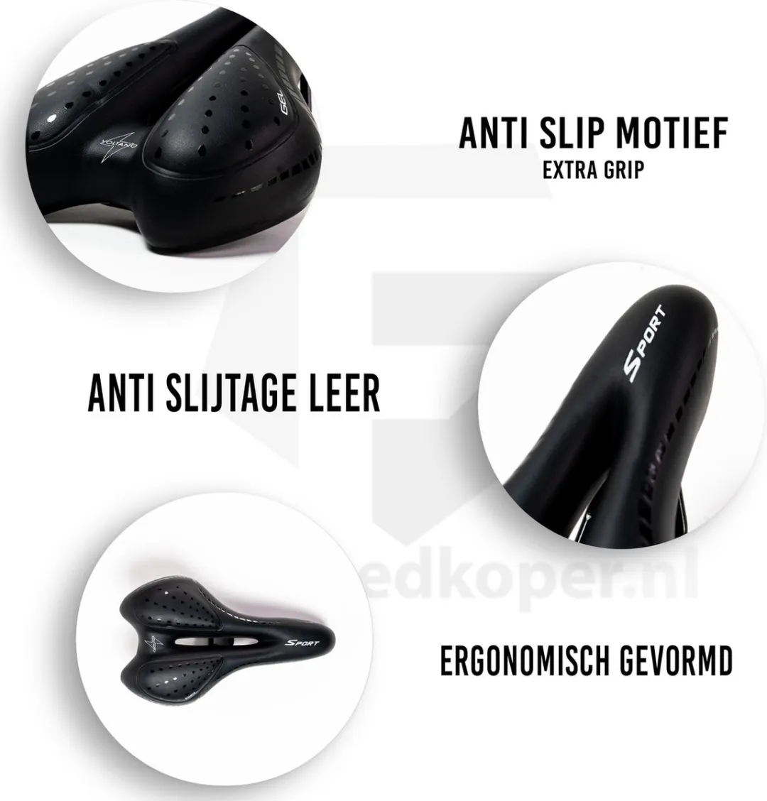 Voltano Sport Trekking Fietszadel - Gelpads - Zwart