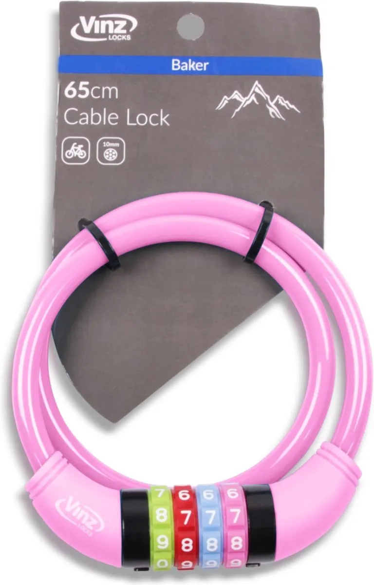 VINZ Baker Fietsslot Kind - Roze