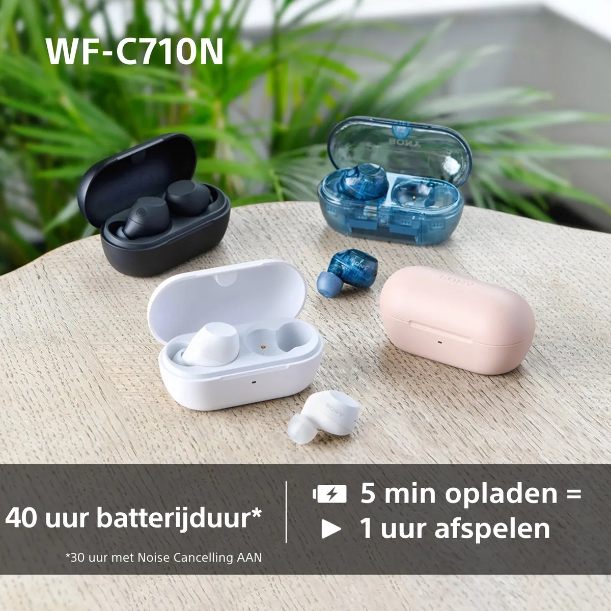 Sony WF-C710N Noise Cancelling Oordopjes - Transparant Blauw - afbeelding 6 van 6