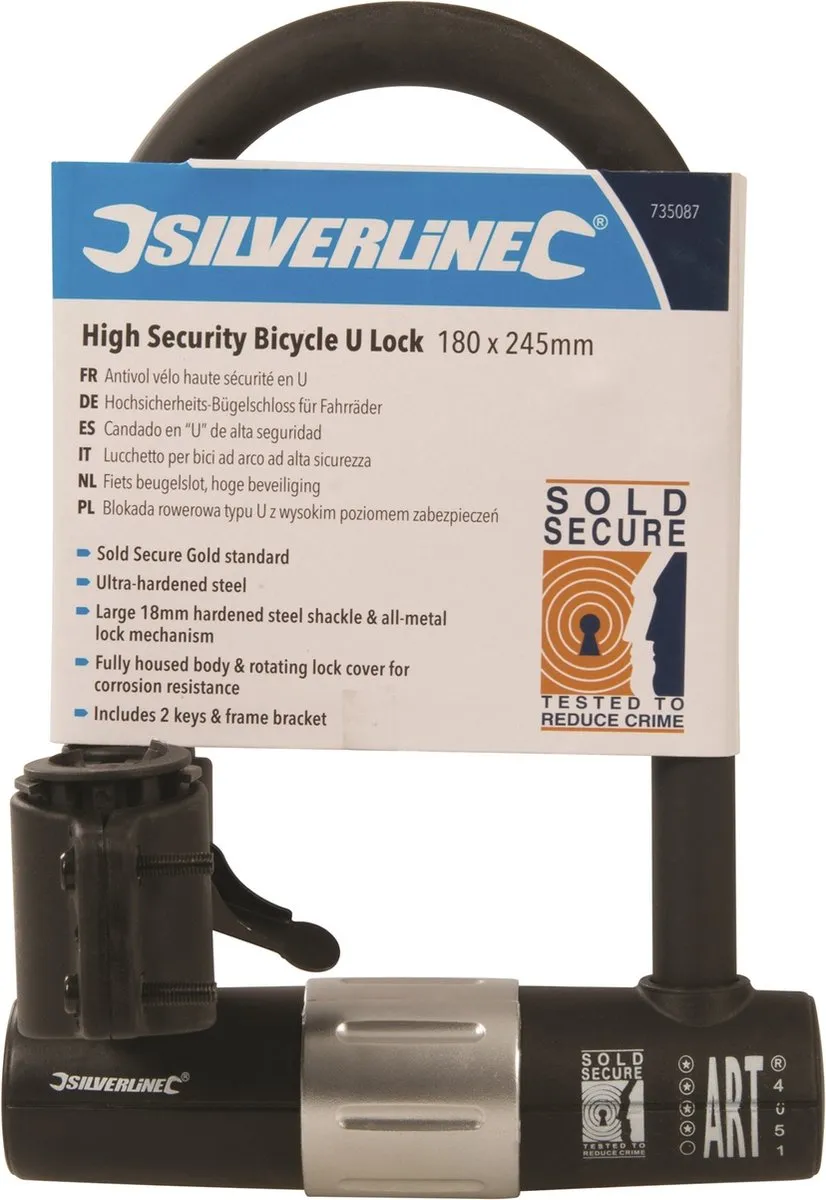 Silverline Fiets Beugelslot Hoge Beveiliging 180x245mm - Zwart