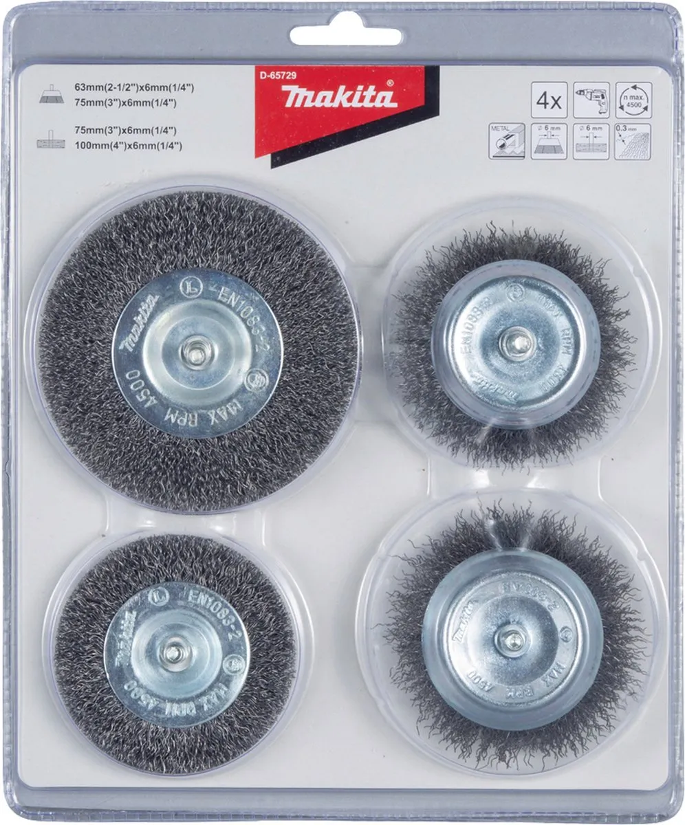 Makita D-65729 Komborstelset - 4-delig 6-100mm Grijs