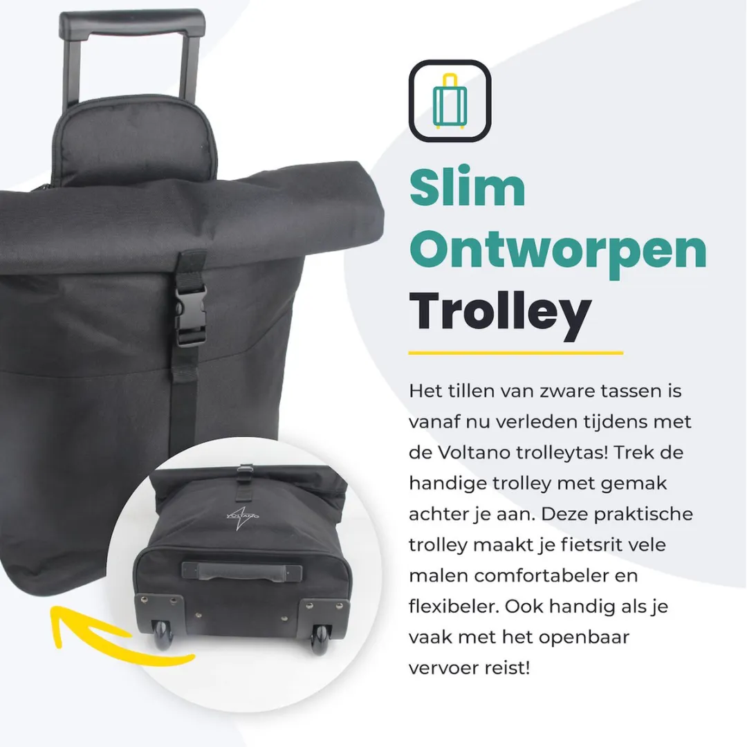 Voltano Fietstrolley Tas 28L - Zwart