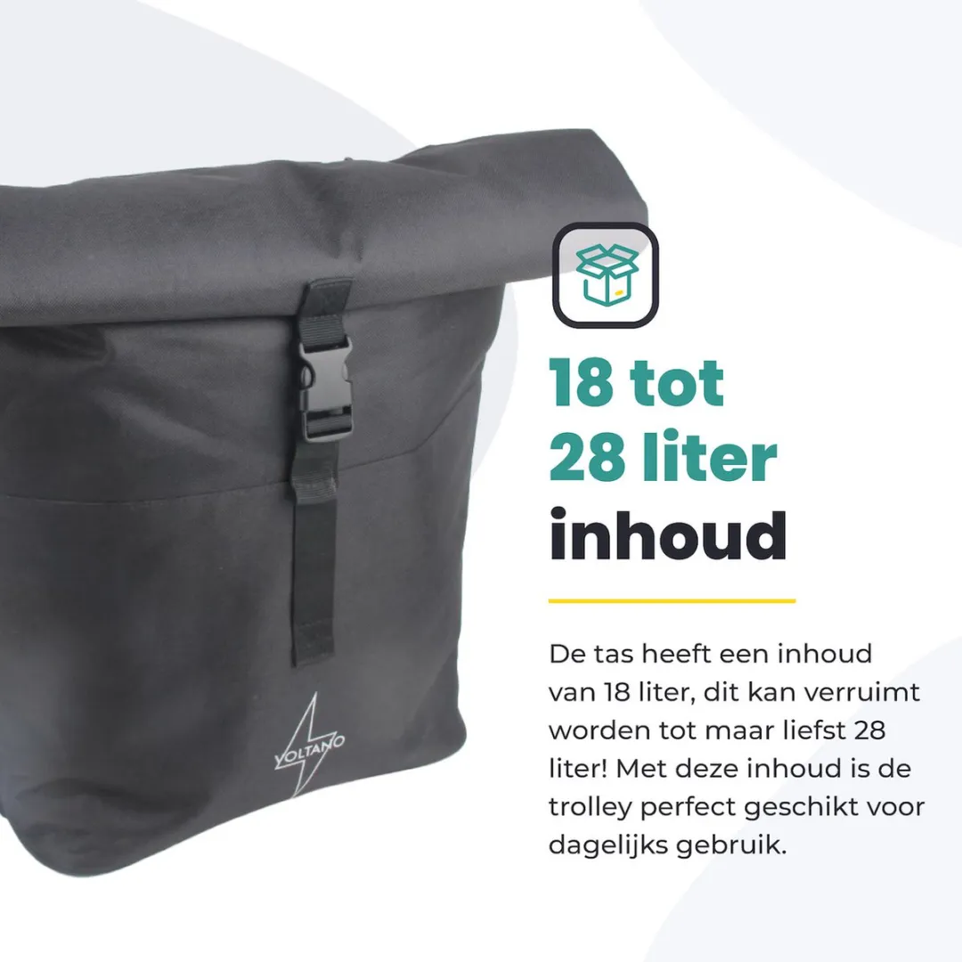 Voltano Fietstrolley Tas 28L - Zwart