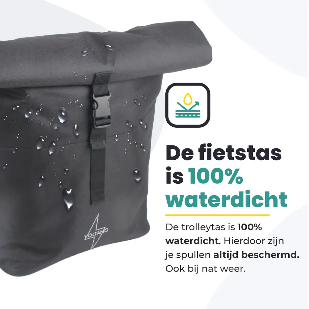 Voltano Fietstrolley Tas 28L - Zwart