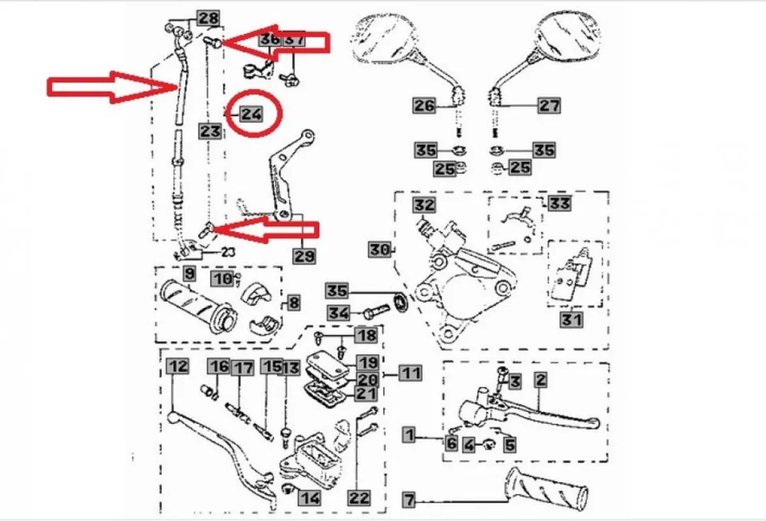 Peugeot 50 Zenith Kit Durite Frein AV Grimeca - 25°/60°