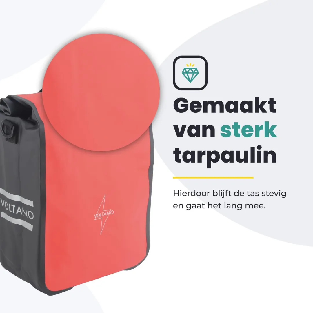 Voltano Fietstas 16L - Zwart/Rood - Waterdicht